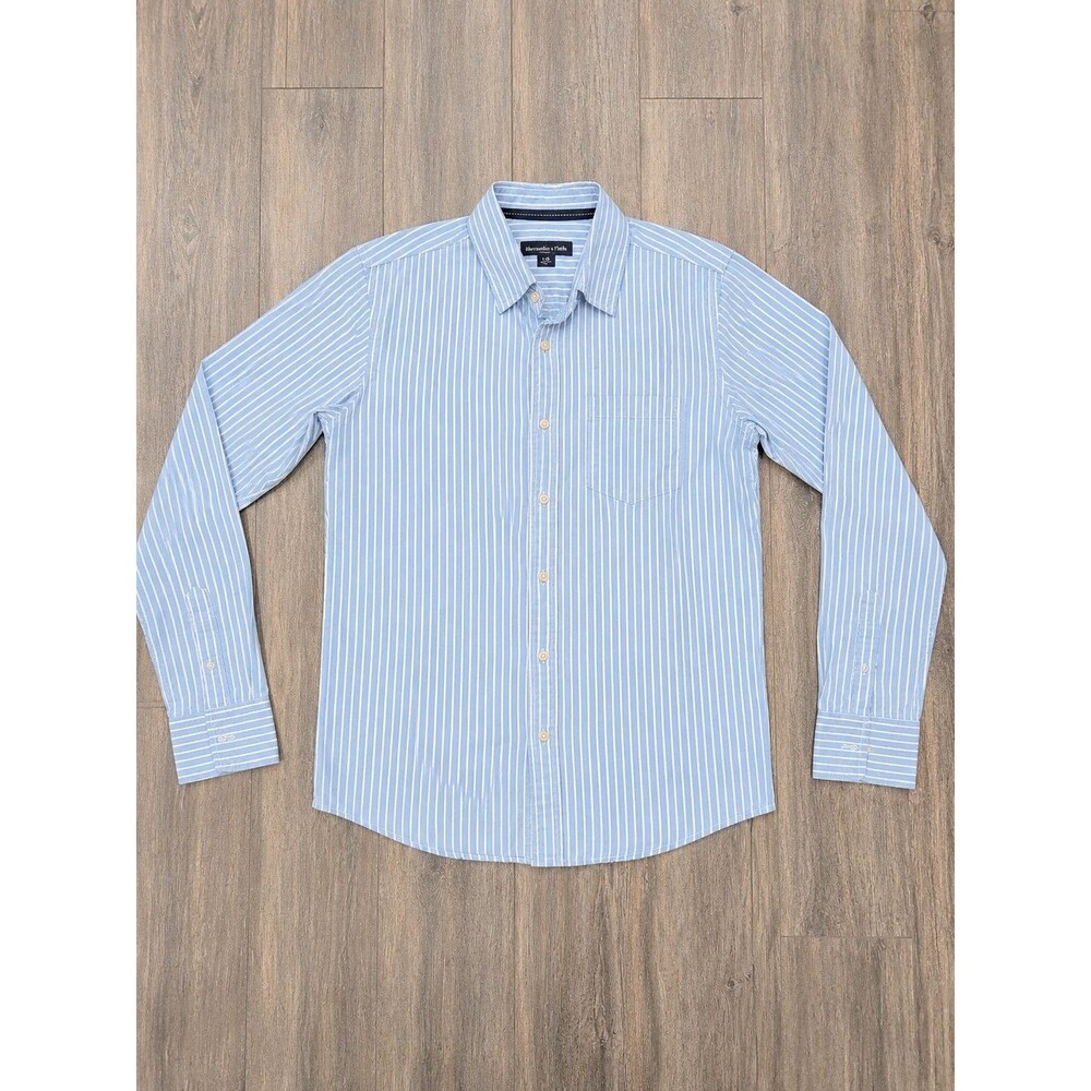 Vintage Anchor Blue Mens M Blue White Stripe Button Up Shirt Long Sleeve